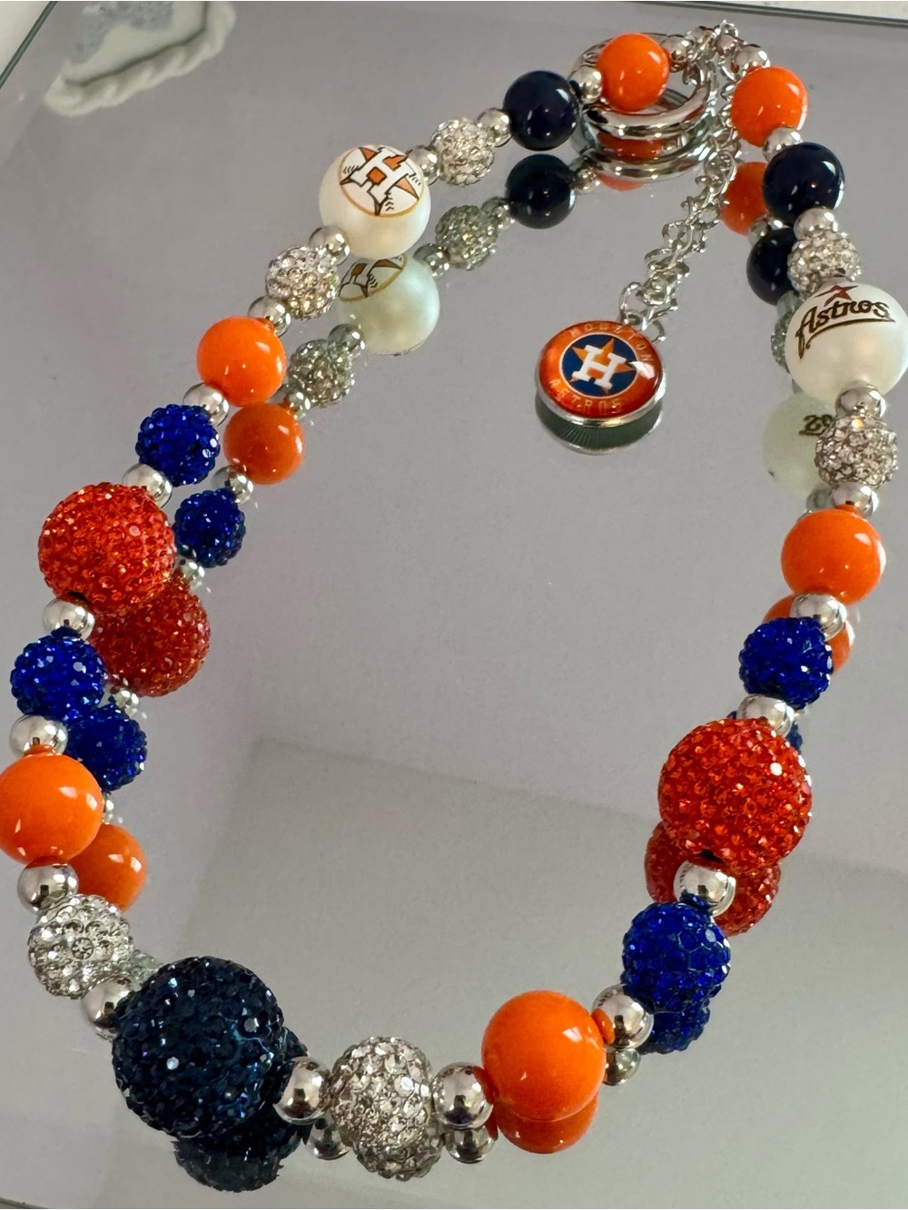 New Houston Astros Orange & Navy Beaded Charm Phone Chain/Bag Chain
